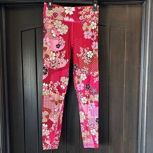 Johnny Was Red and Pink Floral Kids Leggings